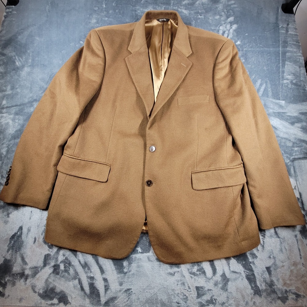 Haspel Mens Camel Hair Blazer Sport Coat Tan 46R Model B1002 Two Button Jacket